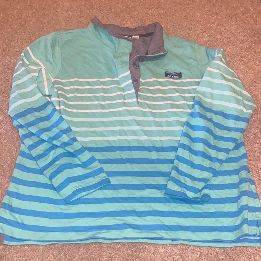 Striped Blue green women’s xl LLbean thin sweatshirt